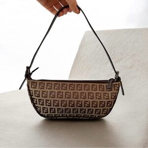 Fendi Vintage Zucchino Canvas Pochette Bag